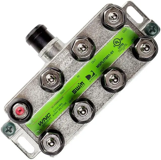 Alt view image 3 of 5 - DirecTV 8-Way Wide Band Coaxial Splitter for SWM LNB