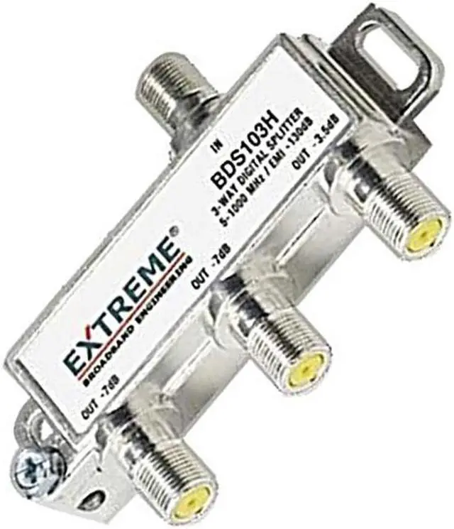 Alt view image 5 of 5 - Extreme/Amphenol 3-Way Unbalanced HD Digital 1GHz Coaxial Cable Splitter - BDS103H