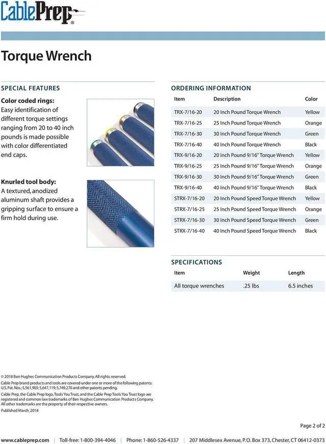Alt view image 6 of 6 - Cable Prep Mcrmtr Trq Wrnch,0 to 30 "-lb.,7/16"  TRX-7/16-30