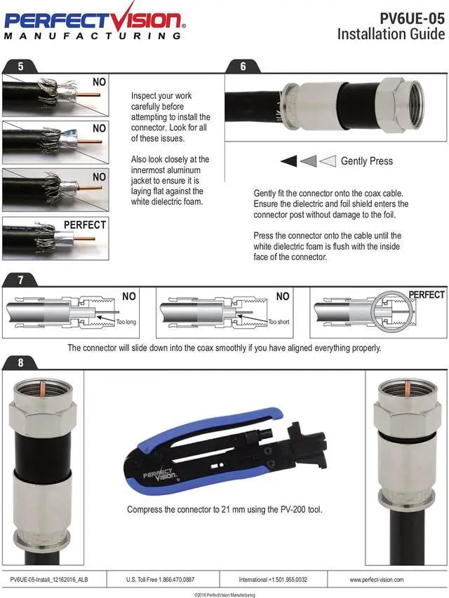 Alt view image 6 of 6 - Perfect Vision PV6UE-05 Ridgeloc Compression Connectors RG6 Coax Cable Bag of 50