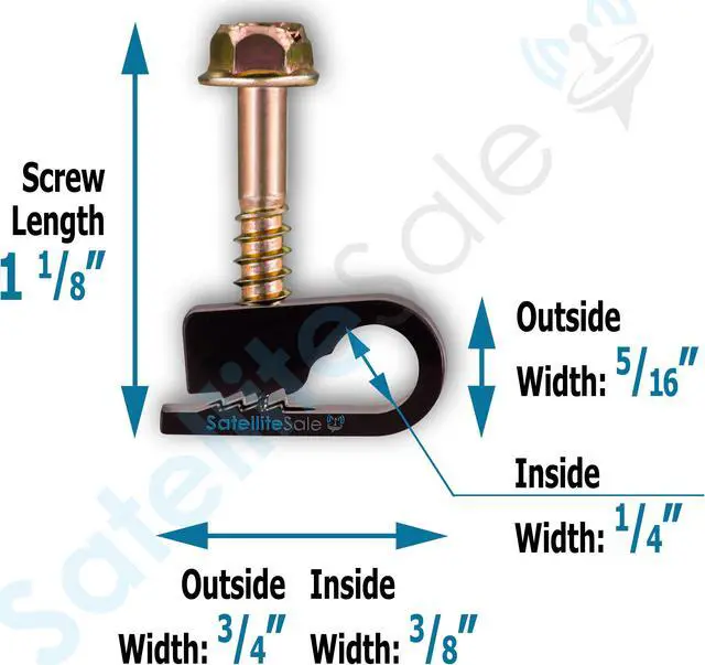 Alt view image 5 of 7 - SatelliteSale Black RG6 Single Cable Grip Mounting Screw Clips 100 CT