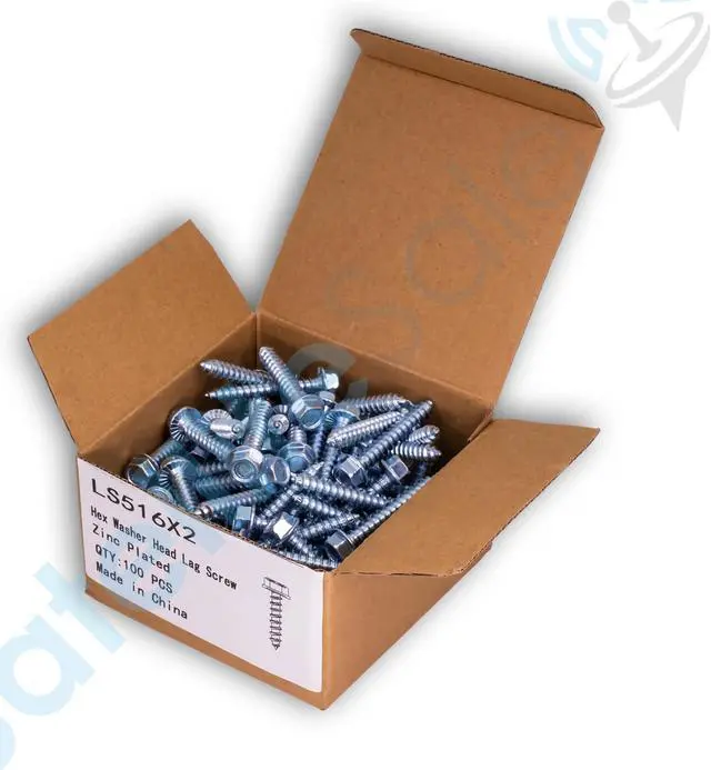 Alt view image 5 of 5 - SatelliteSale General Purpose 5/16" Outer Diameter X 2" Long 7/16" Hex Head Lag Bolt Zinc Plated Screws