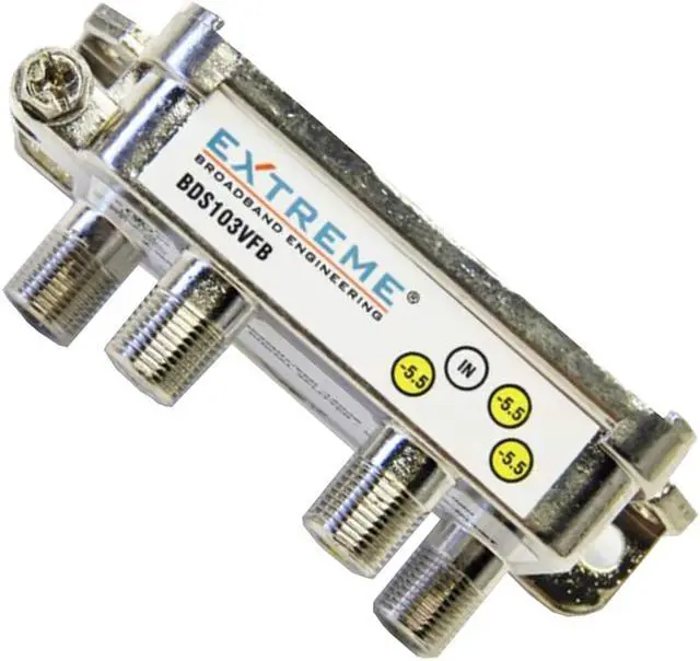 Alt view image 4 of 5 - Extreme Broadband BDS103VFB 3-Way Balanced Digital Vertical Coaxial Splitter