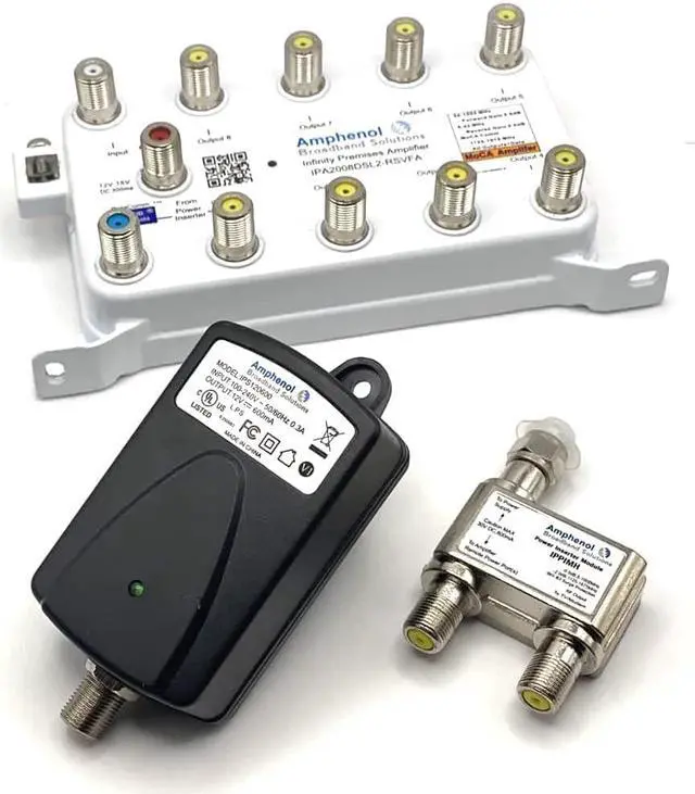 Alt view image 4 of 7 - Amphenol TV Antenna Amplifier Signal Booster MOCA Coax IPA2008DSL2-RSVFA