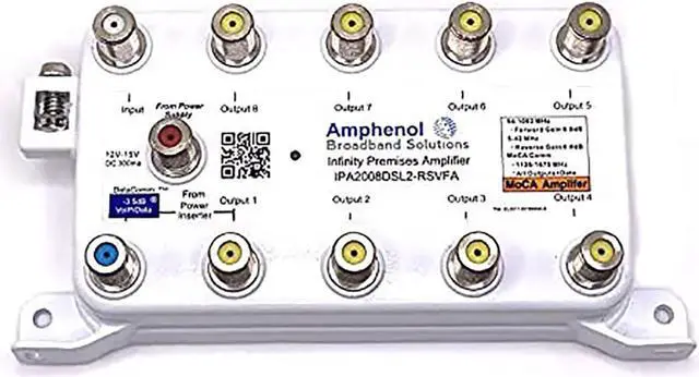 Main image of Amphenol TV Antenna Amplifier Signal Booster MOCA Coax IPA2008DSL2-RSVFA