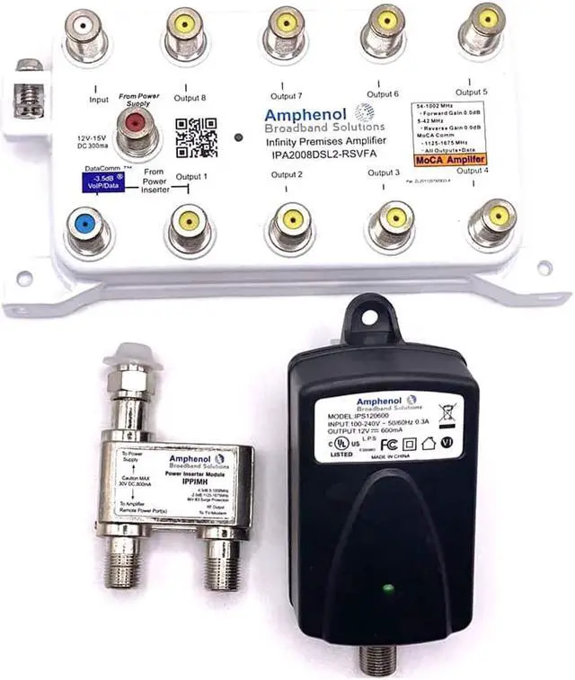 Alt view image 2 of 7 - Amphenol TV Antenna Amplifier Signal Booster MOCA Coax IPA2008DSL2-RSVFA