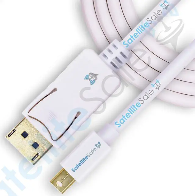 Main image of SatelliteSale Mini DisplayPort to Display Port DP Cable Male to Male 4K/30Hz 8.64Gbps Universal Wire PVC White Cord 3 feet