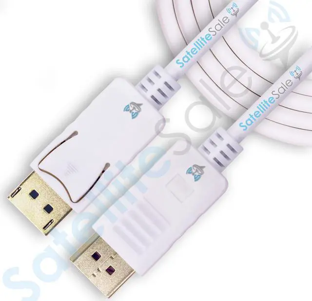 Main image of SatelliteSale DisplayPort DP Cable Male to Male 4K/30Hz 8.64Gbps Universal Wire PVC White Cord 3 feet