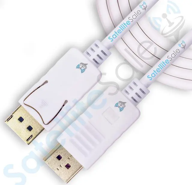 Main image of SatelliteSale Uni-Directional DisplayPort to HDMI Cable Male to Male 4K/30Hz 8.64Gbps Universal Wire PVC White Cord 3 feet