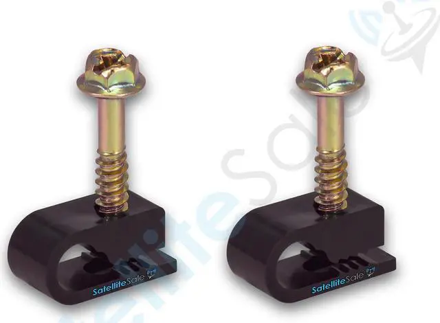Alt view image 2 of 7 - SatelliteSale Black RG6 Single Cable Grip Mounting Screw Clips 100 CT