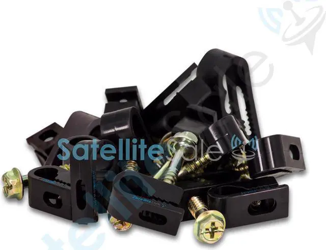Alt view image 3 of 7 - SatelliteSale Black RG6 Single Cable Grip Mounting Screw Clips 100 CT