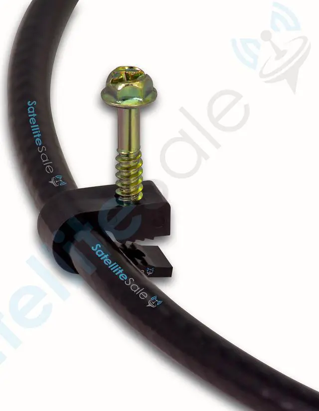Alt view image 4 of 7 - SatelliteSale Black RG6 Single Cable Grip Mounting Screw Clips 100 CT