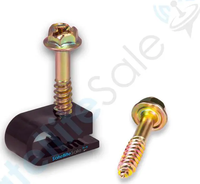 Alt view image 6 of 7 - SatelliteSale Black RG6 Single Cable Grip Mounting Screw Clips 100 CT