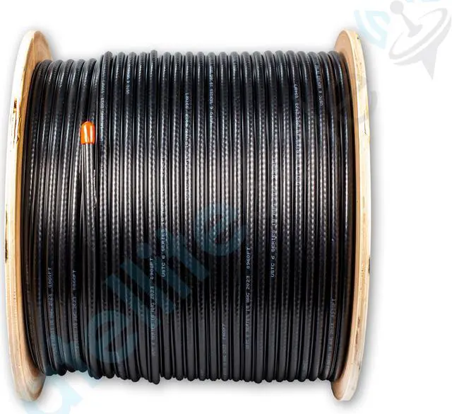 Alt view image 3 of 5 - SatelliteSale RG6 Trishield 77% Coaxial Cable with Messenger Wire PVC Black 1000 feet