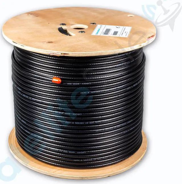 Main image of SatelliteSale RG6 Trishield 77% Coaxial Cable with Messenger Wire PVC Black 1000 feet