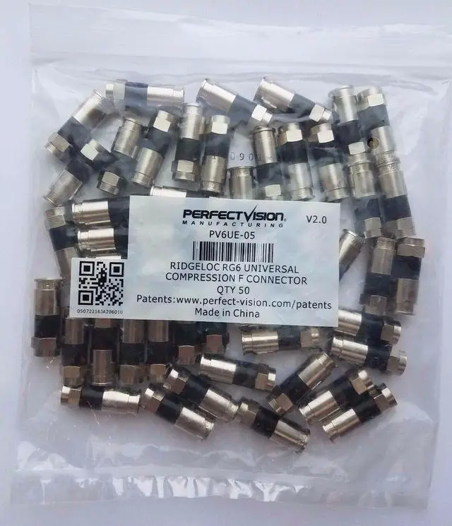 Alt view image 2 of 6 - Perfect Vision PV6UE-05 Ridgeloc Compression Connectors RG6 Coax Cable Bag of 50