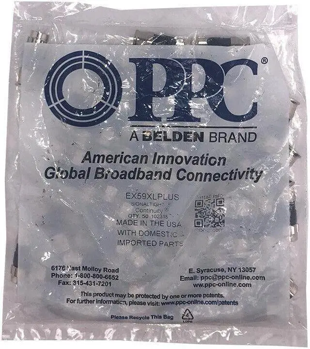 Alt view image 4 of 6 - PPC Belden EX59XLPLUS RG59 Cable Compression Connectors - Bag of 50