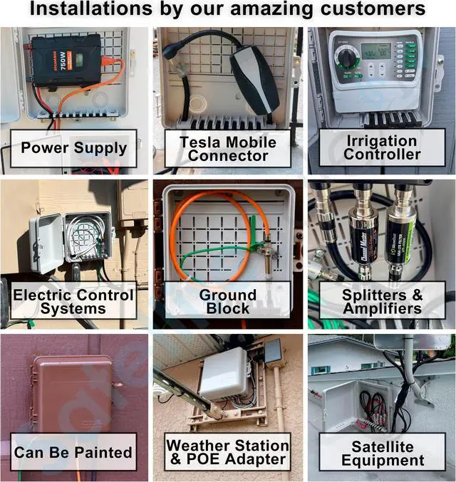 Alt view image 3 of 5 - SatelliteSale Weatherproof Junction Box Heavy Duty Enclosure 12x12x3 Inches UV-Rated Thermoplastic Alloy Made In USA