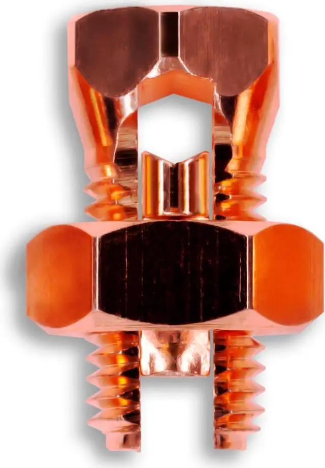 Main image of SatelliteSale UL-Listed High Conductivity Copper Coated Brass Grounding Split Bolt Connectors Size #6