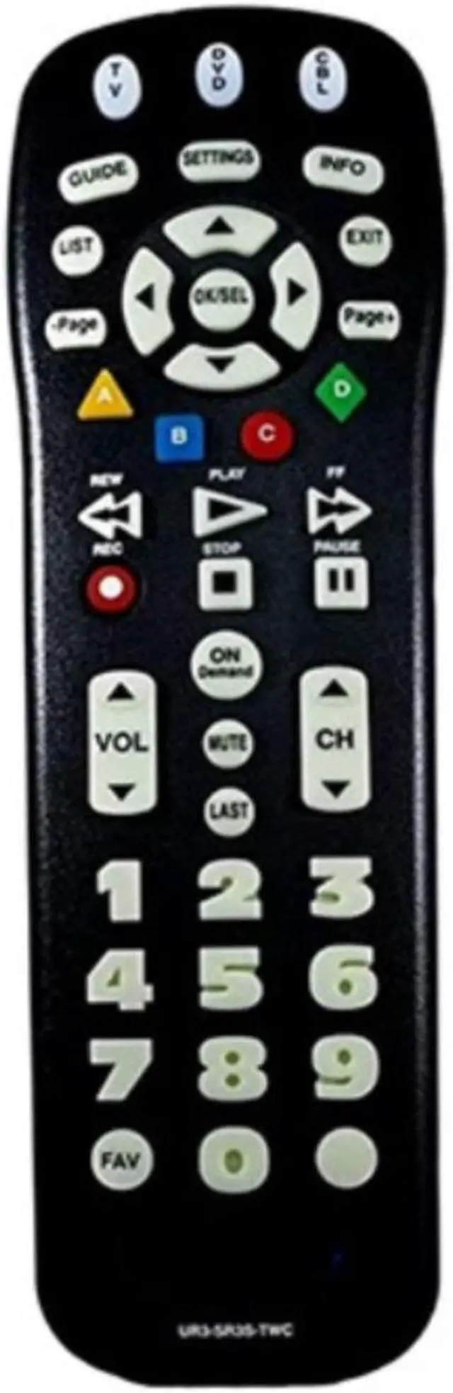 Main image of SatelliteSale TV Remote Control UR3-SR3S Big Button Remote Control Replacement for Spectrum Set-top Cable Boxes