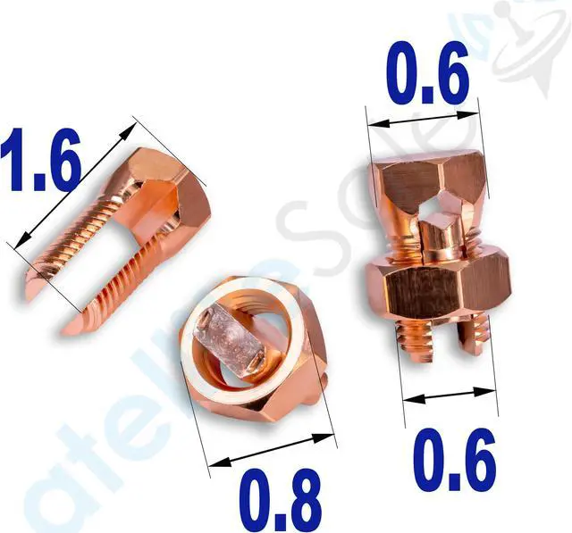 Alt view image 5 of 7 - SatelliteSale UL-Listed High Conductivity Copper Coated Brass Grounding Split Bolt Connectors Size #2 Pack of 10 pieces