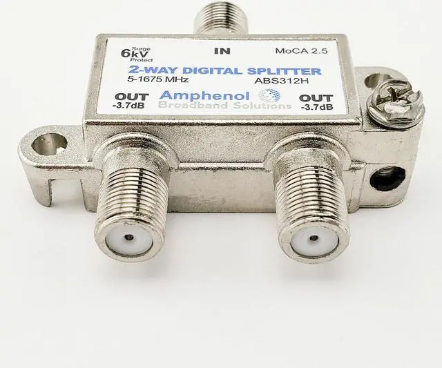 Alt view image 2 of 5 - Amphenol 2-Way Digital Coaxial Splitter MoCA 2.5 ABS312H