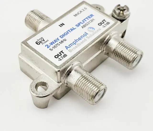Alt view image 3 of 5 - Amphenol 2-Way Digital Coaxial Splitter MoCA 2.5 ABS312H