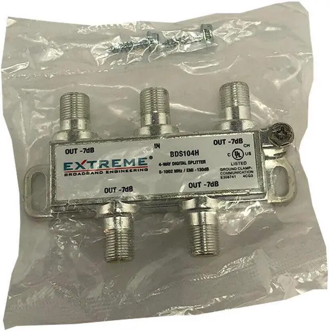 Alt view image 6 of 7 - Extreme Broadband BDS104H 4-Way HD Digital High Performance Coax Cable Splitter