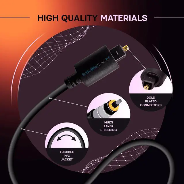 Alt view image 4 of 7 - SatelliteSale Digital Toslink SPDIF Audio Optical Fiber Cable PVC Black Cord (1.5 feet)