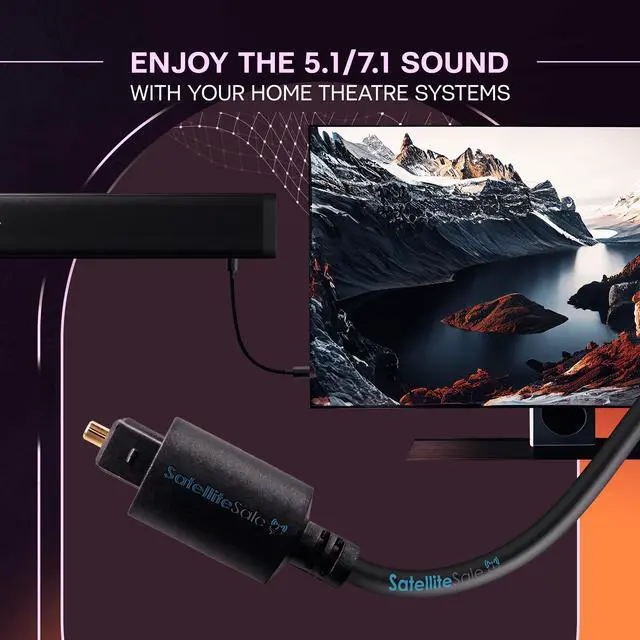 Alt view image 3 of 7 - SatelliteSale Digital Toslink SPDIF Audio Optical Fiber Cable PVC Black Cord (1.5 feet)