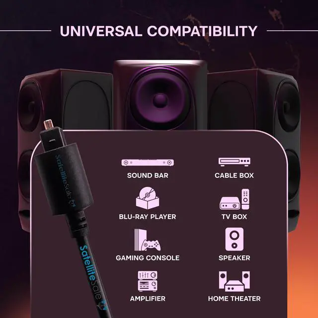 Alt view image 2 of 7 - SatelliteSale Digital Toslink SPDIF Audio Optical Fiber Cable Universal Wire PVC Black Cord 10 feet