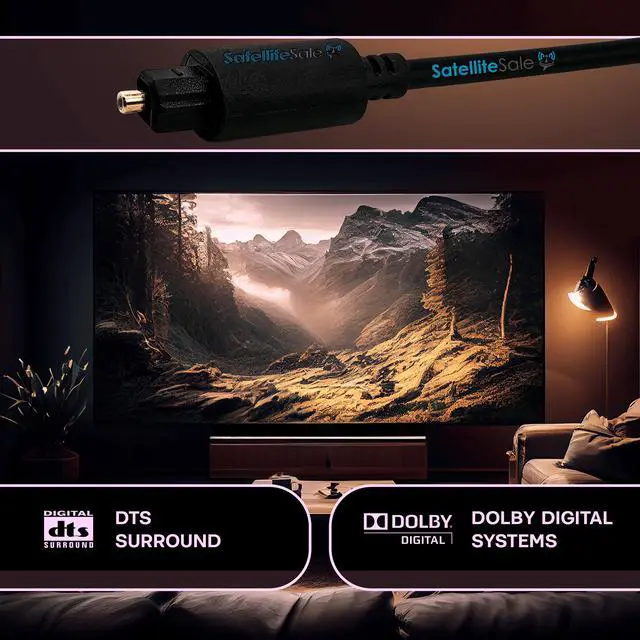 Alt view image 5 of 7 - SatelliteSale Digital Toslink SPDIF Audio Optical Fiber Cable Universal Wire PVC Black Cord 10 feet