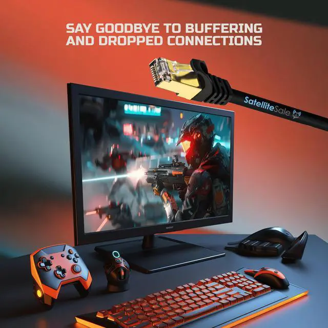 Alt view image 5 of 6 - SatelliteSale RJ45 Cat-7 Network Ethernet SSTP Internet Cable 600 MHz 10 Gbps Universal Wire Black Cord 12 feet