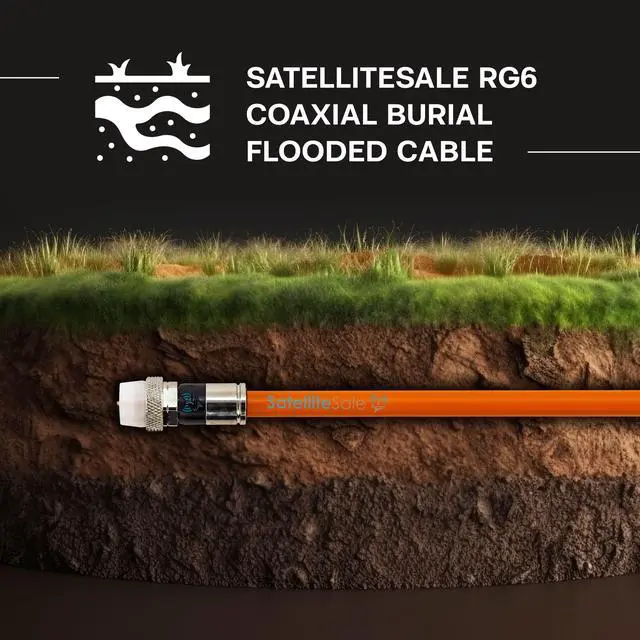 Alt view image 2 of 6 - SatelliteSale Outdoor RG6 Coaxial 1800 Mhz Underground Burial Flooded Cable Universal Wire Polyethylene Orange Cord 200 Feet