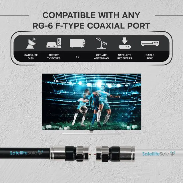 Alt view image 2 of 6 - SatelliteSale Digital 75Ohm RG-6/U Coaxial Cable with F-Type Connector Indoor/Outdoor Universal Wire White Cord 10 feet