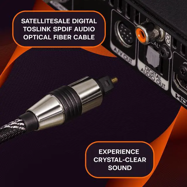 Alt view image 5 of 7 - SatelliteSale Digital Toslink SPDIF Audio Optical Fiber Cable Universal Wire Nylon Black/Silver Cord 6 feet