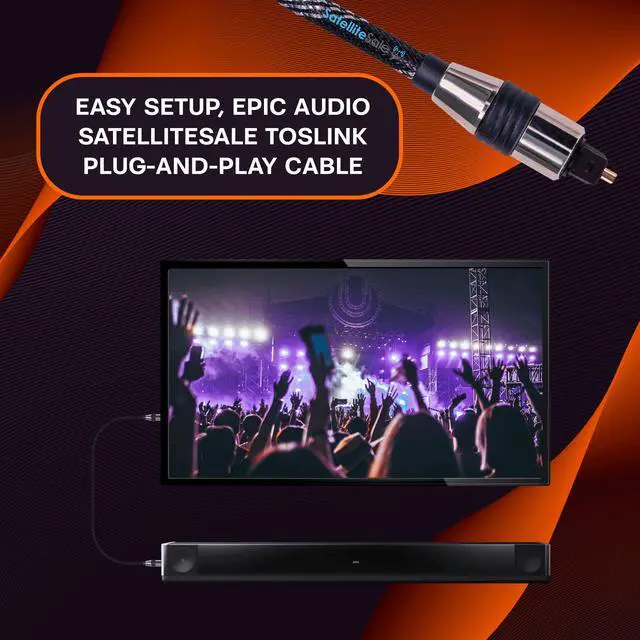 Alt view image 6 of 7 - SatelliteSale Digital Toslink SPDIF Audio Optical Fiber Cable Universal Wire Nylon Black/Silver Cord 6 feet