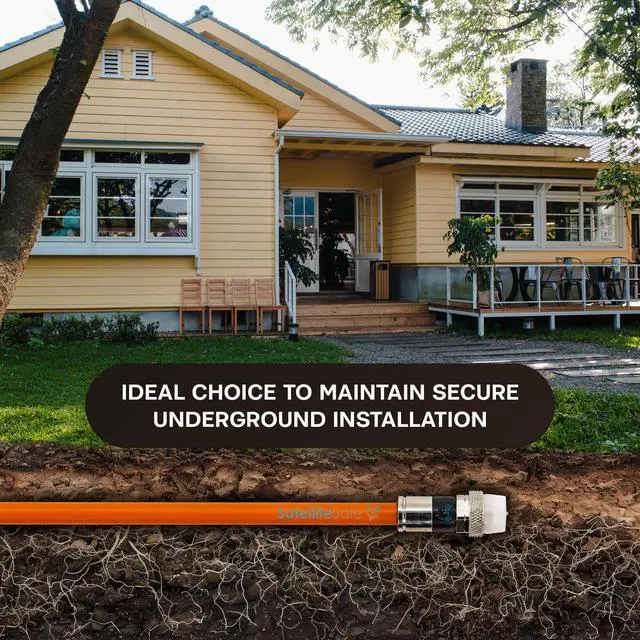 Alt view image 5 of 6 - SatelliteSale Outdoor RG6 Coaxial 1800 Mhz Underground Burial Flooded Cable Universal Wire Polyethylene Orange Cord 10 Feet