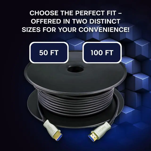 Alt view image 6 of 6 - SatelliteSale Digital High-Speed HDMI 2.0 Fiber Optic Cable 4K/60Hz 18Gbps Black 2160p Universal Wire PVC Cord 50 feet
