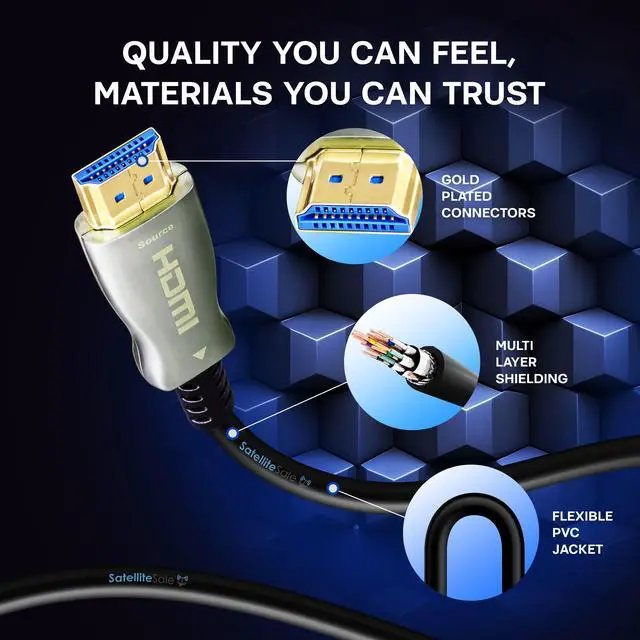 Alt view image 3 of 6 - SatelliteSale Digital High-Speed HDMI 2.0 Fiber Optic Cable 4K/60Hz 18Gbps Black 2160p Universal Wire PVC Cord 50 feet