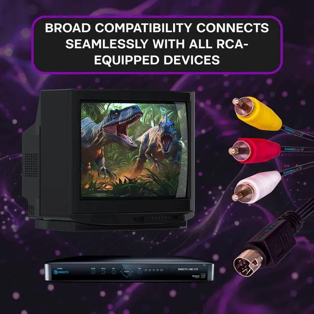 Alt view image 5 of 6 - SatelliteSale Audio Video 10 Pin RCA Composite DirecTV Replacement Cable Universal Wire PVC Black Cord 6 feet