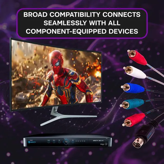 Alt view image 5 of 6 - SatelliteSale Audio Video 10 Pin Component DirecTV Replacement Cable Universal Wire PVC Black Cord 6 feet