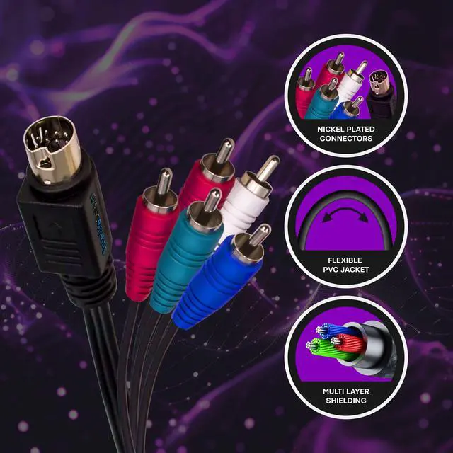 Alt view image 6 of 6 - SatelliteSale Audio Video 10 Pin Component DirecTV Replacement Cable Universal Wire PVC Black Cord 6 feet