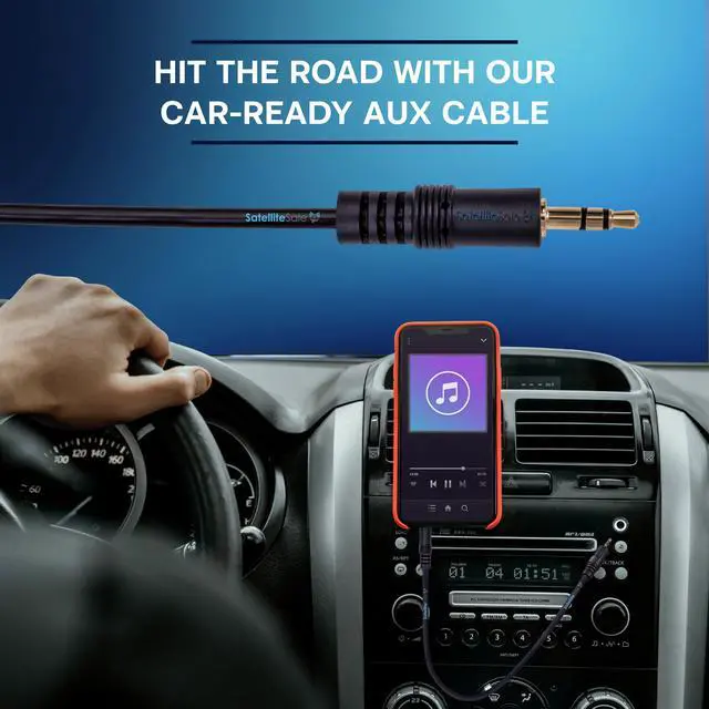 Alt view image 3 of 7 - SatelliteSale Auxiliary 3.5mm Audio Jack Male to Male Digital Stereo Aux Cable Universal Wire PVC Black Cord 100 feet