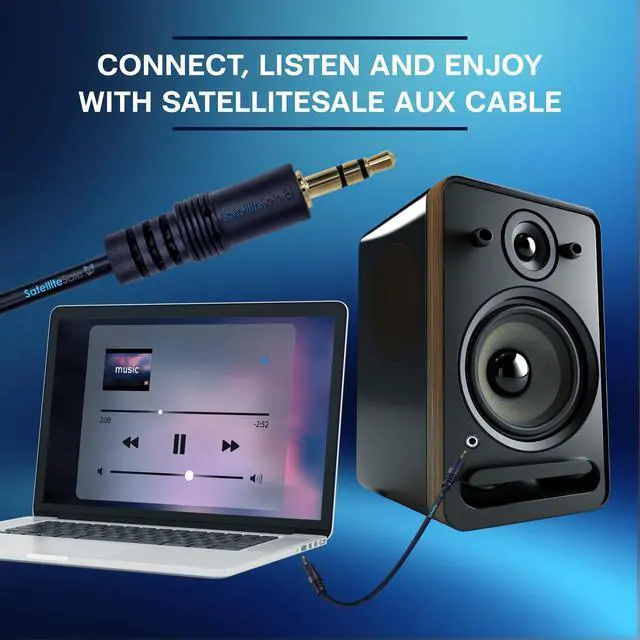 Alt view image 6 of 7 - SatelliteSale Auxiliary 3.5mm Audio Jack Male to Male Digital Stereo Aux Cable Universal Wire PVC Black Cord 3 feet