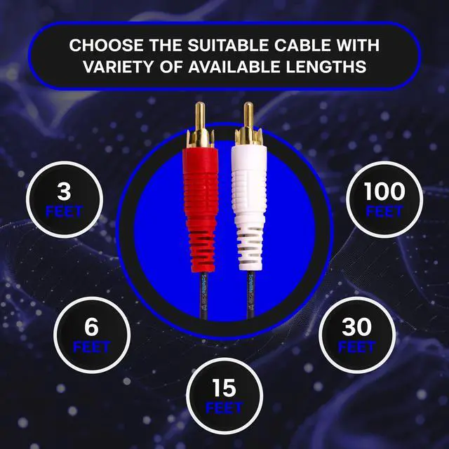 Alt view image 3 of 7 - SatelliteSale 2-Male to 2-Male RCA Audio Stereo omposite Cable PVC Black Cord (6 feet)