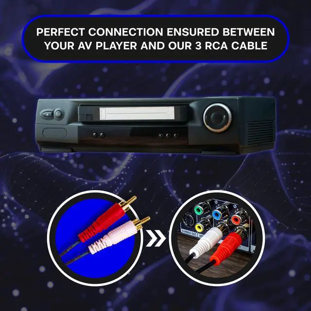 Alt view image 6 of 7 - SatelliteSale 2-Male to 2-Male RCA Audio Stereo omposite Cable PVC Black Cord (6 feet)