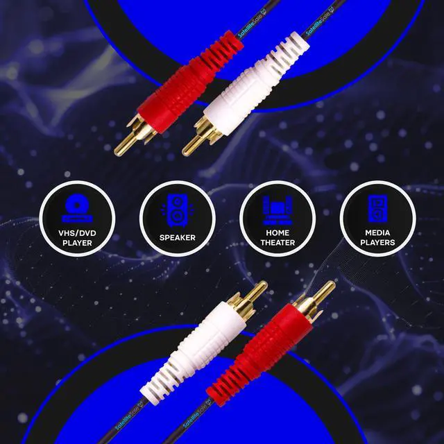 Alt view image 2 of 7 - SatelliteSale 2 Male to 2 Male RCA Audio Stereo Composite Cable Universal Wire PVC Black Cord 3 feet