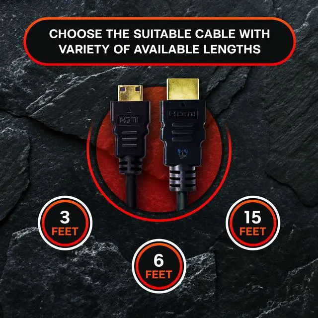 Alt view image 4 of 6 - SatelliteSale Digital 1.4 Mini HDMI To HDMI Cable Universal Wire 4K/30Hz 10.2Gbps PVC 2160p Black Cord 3 Feet