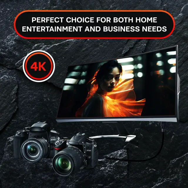 Alt view image 6 of 6 - SatelliteSale Digital 1.4 Mini HDMI To HDMI Cable Universal Wire 4K/30Hz 10.2Gbps PVC 2160p Black Cord 3 Feet